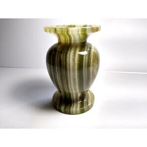 Vintage Green Onyx Marble Bud Vase Made in Pakistan 3" Tall Polished Stone Boho